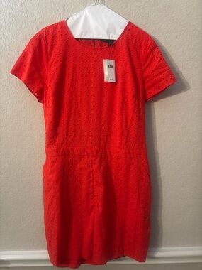 Banana Republic Red Eyelet Short Sleeve Mini Romper
